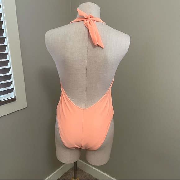 AERIE Swimsuit One Piece Orange Halter Neck - Picture 4 of 9